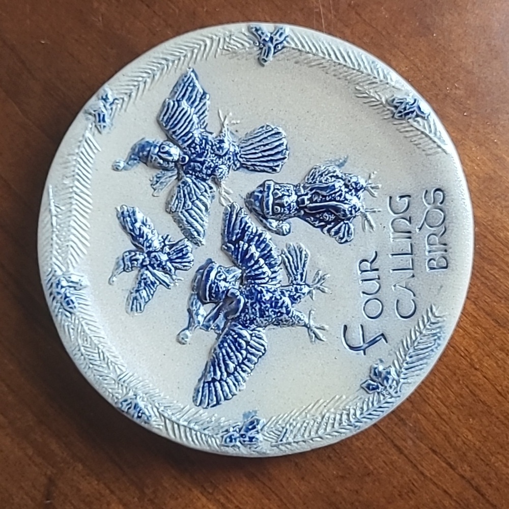 Rowe Pottery Works Four Calling Birds Plate